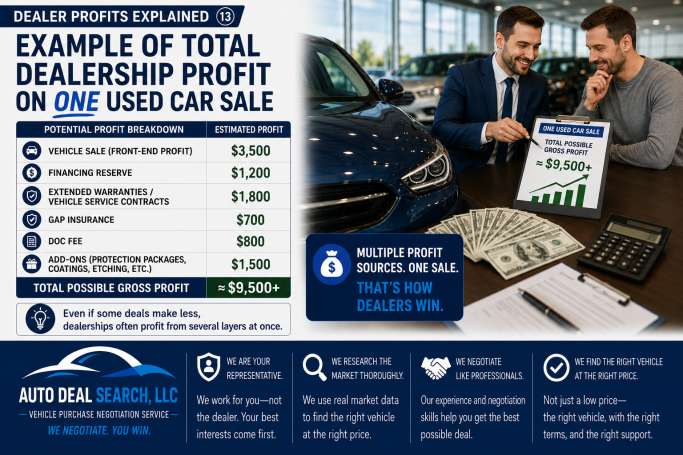 Example of total dealership profit on ONE used car sale