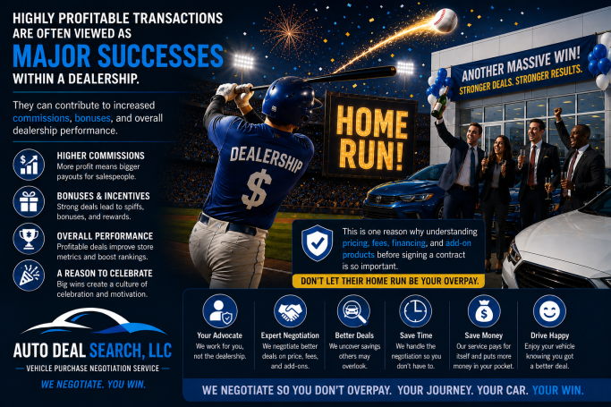 Highly profitable transactions are often viewed as major successes within a dealership.