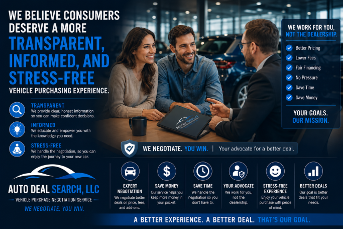 We believe consumers deserve a more transparent, informed, and stress-free vehicle purchasing experience.