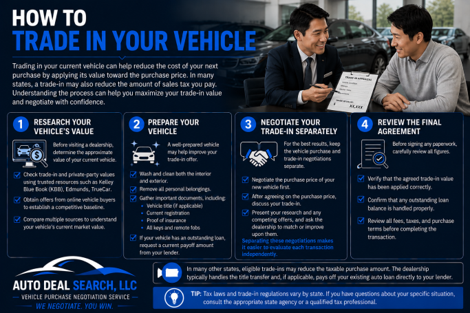 Understand valuation, maximize your trade-in offer, and use it strategically when negotiating your next car purchase.