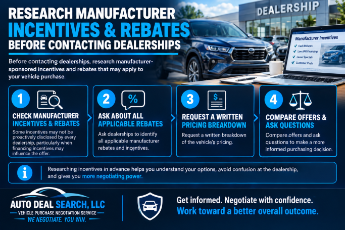 Research Manufacturer Incentives Before Contacting Dealerships