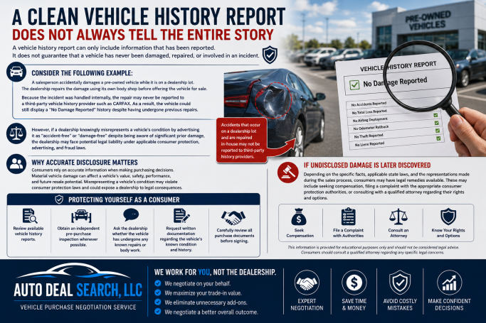 A Clean Vehicle History Report Does Not Guarantee a Damage-Free Vehicle
