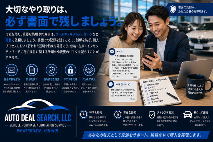 アメリカ 車 購入 やり取り 書面で記録