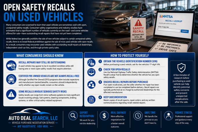 How to check for open safety recalls before buying a used car.