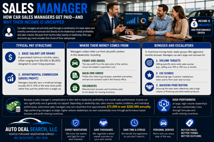 How "Sales Manager" at car dealerships are compensated.